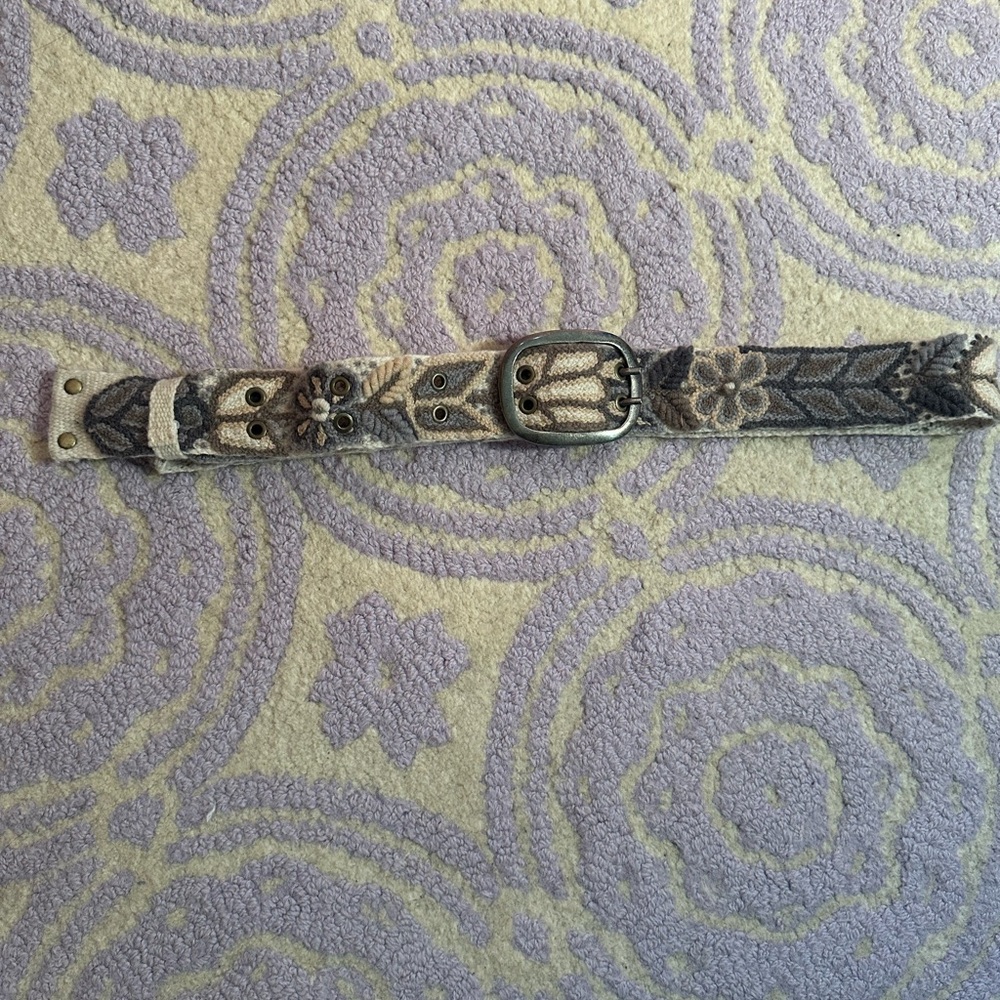 Free People X Jenny Krause Large Woven Wool Belt Gray Brown